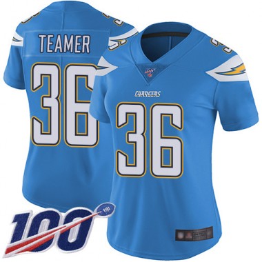 Los Angeles Chargers NFL Football Roderic Teamer Electric Blue Jersey Women Limited  #36 Alternate 100th Season Vapor Untouchable->los angeles chargers->NFL Jersey